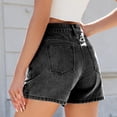 thumbnail image 4 of Chaqueta de Denim Ligera para las Mujeres de Verano Botón Doble Bolsillo Uñas Perlas Moda Pantalones Cortos Poliéster, Pantalones Casuales Estilo Denim para las Mujeres, 4 of 8