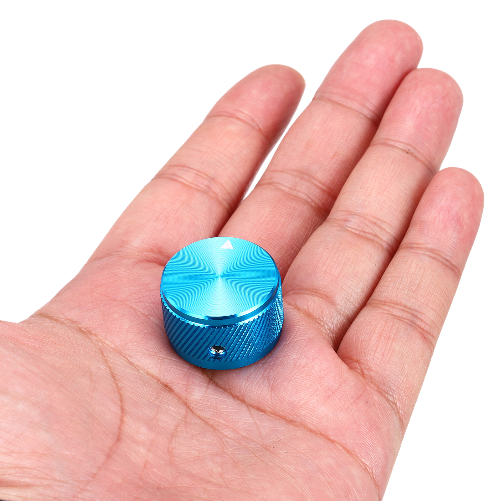 Uxcell 6 Pcs Aluminium Potentiometer Knobs, 1/4" (6mm) Universal Volume Tone Control Knobs for Guitar, Bass, Twill 5/8" Blue