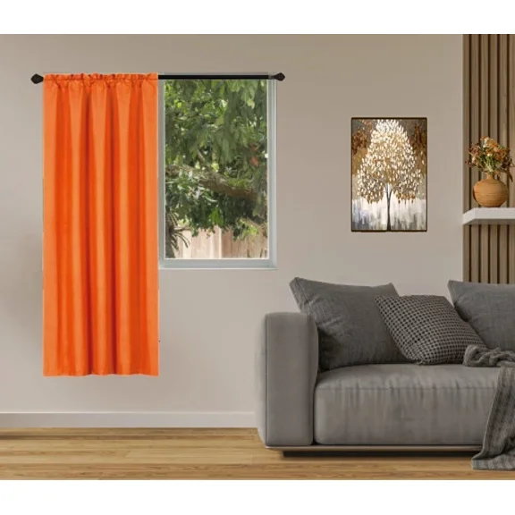 Gorgeous Home Linen 1-Piece 70% Blackout Rod Pocket Solid Window Curtain Panel With Lined Backing 35" X 63" R64 Brick