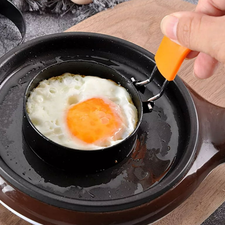 1 Set Egg Rings For Frying Pan Round Egg Mold With Oil Brush, Egg