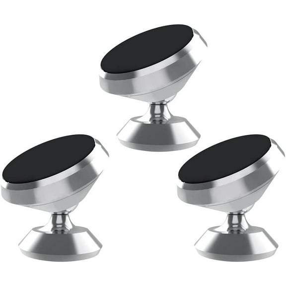 [3 Pack] Magnetic Phone Car Mount Holder, Car Sturdy Stick-on Cell Phone Holder Car Built-in Amazing Strong Magnets, Hands Free Magnetic Car Phone Holder Mount with Strong Adhesive Mounting Silver