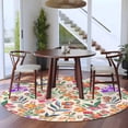 thumbnail image 3 of Watercolor Floral Round Area Rug 6Ft Washable Circle Rugs for Bathroom Office, Retro Botanical Flowers Leaves Spring Beige Non-Slip Carpet Floor Mats Indoor Outdoor Carpet Runner Aesthetic Home Decor, 3 of 8