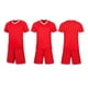thumbnail image 1 of Conjuntos de blusas y camisas de manga corta con cuello en V. Conjunto de traje de fútbol de color sólido para niños para juegos deportivos universitarios, partidos de rendimiento, uniformes de entren, 1 of 5