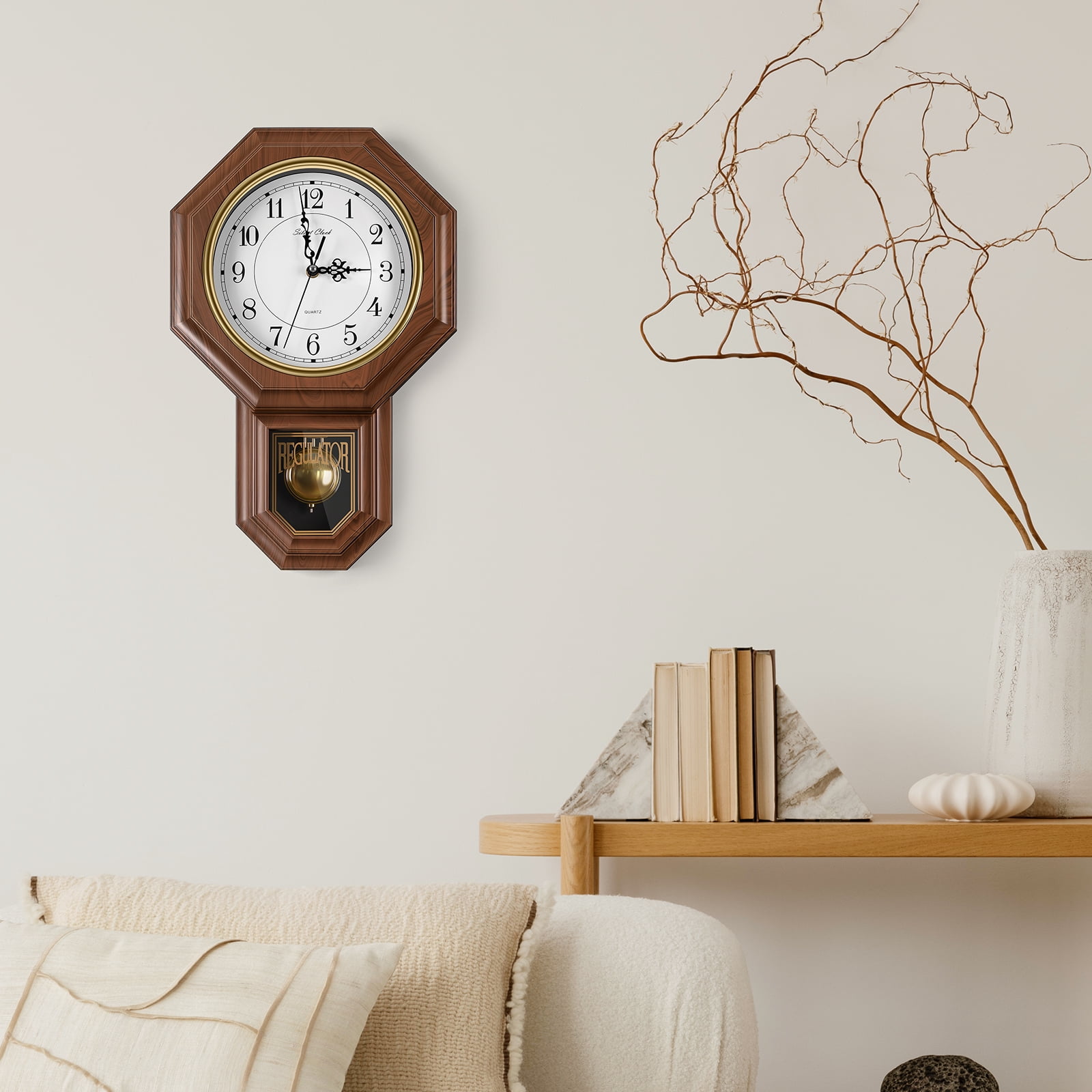 Vintage Pendulum Chiming Wall Clock - Brown