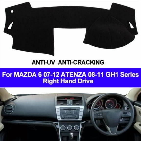 Leather Car DashMat Dashboard Protects Cover For MAZDA 6 ATENZA 2007 - 2012 GH1 Series Black
