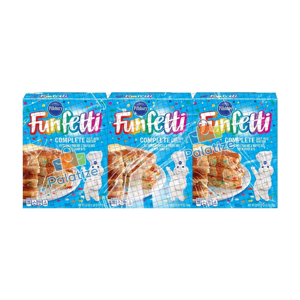 Pillsbury Funfetti Buttermilk Pancake & Waffle Mix with Candy Bits, 28 oz - Palatize Pack of 3