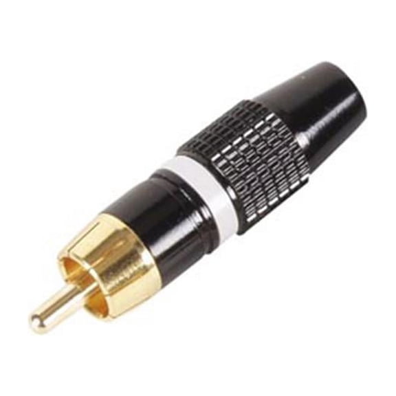 Velleman CA051W Gold-Tip Phono RCA Plug - White, Black Housing