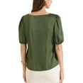 thumbnail image 3 of INSPIRE CHIC Women's Sweetheart Neck Half Sleeve Office Work Satin Blouse L Green, 3 of 6