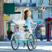 Mooncool Adult Tricycles 7 Speed, 16/20/24/26 inch 3 Wheel Bikes, Three-Wheeled Bicycles Cruise Trike with Shopping Basket for Seniors, Women, Men, Teenager, Kids