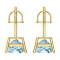 thumbnail image 4 of 4 ct Screw-Back Stud Earrings for Women | 7.0mm Princess Cut Natural Swiss Blue Topaz | 18K Yellow Gold, 4 of 5