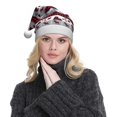 thumbnail image 5 of KLL Christmas Hats for Adults Plush Buffalo Plaid Forest Print Santa Hat Xmas Fluffy Santa Claus Hat for Women Men, 5 of 6