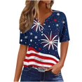 thumbnail image 1 of Blusas de Verano de las Mujeres Casual Gradiente Manga Corta V-Cuello Superior, Ligera Imitación de Tela de Estante para la Primavera Y el Verano Diario Y de Fiesta, 1 of 8