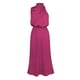 thumbnail image 3 of Vestido largo de satén para mujer con cuello alto, sin mangas y abertura lateral - Vestido formal/informal de noche para bodas/cócteles, 3 of 4