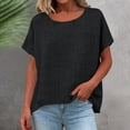 thumbnail image 4 of Dagugfen Cotton Linen Shirts for Women Short Sleeve Crew Neck Lightweight Breathable Casual Tee Shirts with Pocket, 4 of 6