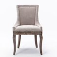 thumbnail image 4 of Fabric Upholstered Dining Chairs Set of 4, Wingback Dining Room Chairs with Tufted Back, Bronze Nail Head and Solid Wood Legs, Luxury Ultra Side Dining Chairs for Living Room Kitchen, Beige, 4 of 7