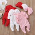 thumbnail image 2 of 2pcs Princess Style Baby Girl Clothes Lace Romper Infant Jumpsuit+Hat, 2 of 5