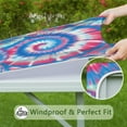 thumbnail image 6 of Colorful Tie Dye Pattern Square Fitted Tablecloth with Elastic Edge,Square Table Cover,Washable Elastic Table Cover for Home Kitchen Party Decor 36"x36", 6 of 6