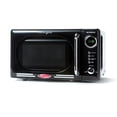 thumbnail image 1 of Nostalgia - Horno de microondas compacto retro de 0.7 Cu. 700 vatios con visualización digital LED, cerradura para niños, interior fácil de limpiar, color negro, 1 of 5