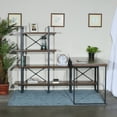thumbnail image 3 of L - Shaped Home Office Desk with 6 Antigue Wood Shelves, 3 of 5