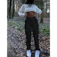 thumbnail image 5 of Women's High Waisted Cargo Pants - Casual Baggy Straight Leg Work Pants with Pockets, Stretchy Streetwear Trousers, 5 of 6