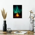 thumbnail image 2 of Elephant Stock Campfire Under Northern Lights Wall Art - Vertical Canvas Wall Art - Living Room Wall Decor - Nature Canvas - Black And Teal Decor - 8" x 12", 2 of 4