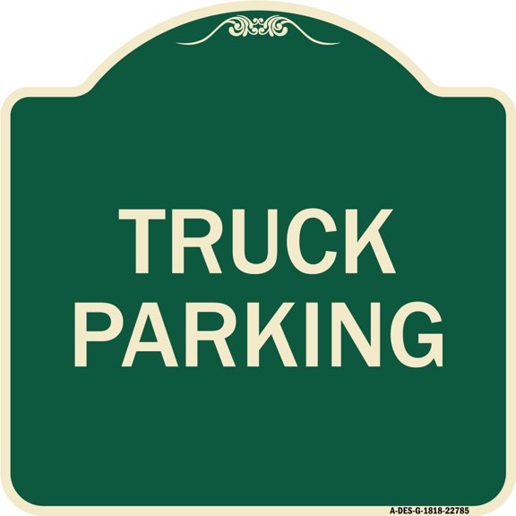 SignMission Designer Series Sign - Truck Sign Truck Parking | Green & Tan 18" X 18" Heavy-Gauge Aluminum Architectural Sign | Protect Your Business & Municipality | Made in the USA