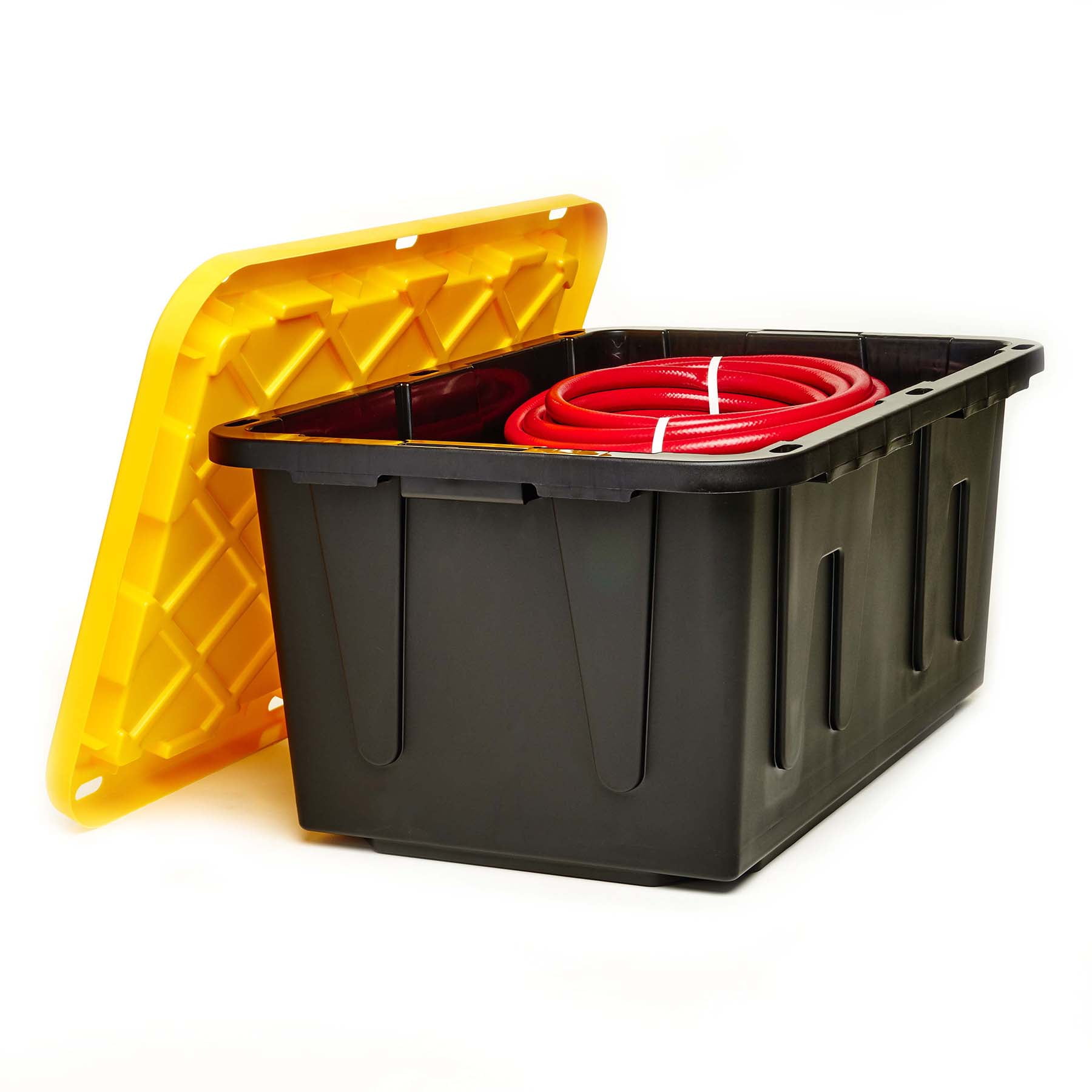 Homz Durabilt 27 Gallon Tough Container, Black and Yellow, Set of 2 