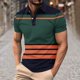 thumbnail image 1 of Blusa y camisa de manga corta con cuello vuelto para hombre, blusa deportiva informal con botones y estampado de rayas, blusa de manga corta con cuello vuelto para hombre, blusa de poliéster para homb, 1 of 5