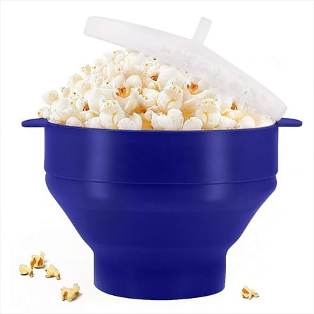

The Original Korcci Microwaveable Silicone Popcorn Popper BPA Free Microwave Popcorn Popper Collapsible Microwave Popcorn Maker Bowl Dishwasher Safe - Blue