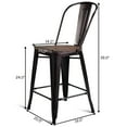 thumbnail image 2 of Gymax 2 PC Metal Wood Counter Stool Kitchen Dining Bar Chairs, 2 of 10