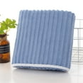 thumbnail image 4 of TACILIP Bath Towels, Thickened Super Absorbent Solid Color Fleece Bath Towel Large Striped Fleece Bath Towel Precision Lock Side with Hanging Ears Size 55.1x27.5 Inches, Gifts for Men, 4 of 6