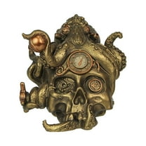 Zeckos Bronze Resin Steampunk Mechanical Octopus Skull Tabletop Statue