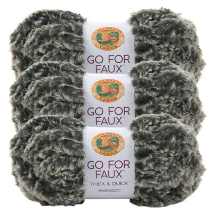 UPC: 0842093119135 | Lion Brand Yarn Go for Faux Thick and Quick Mink Faux Fur Jumbo Polyester Multi-Color Yarn 3 Pack