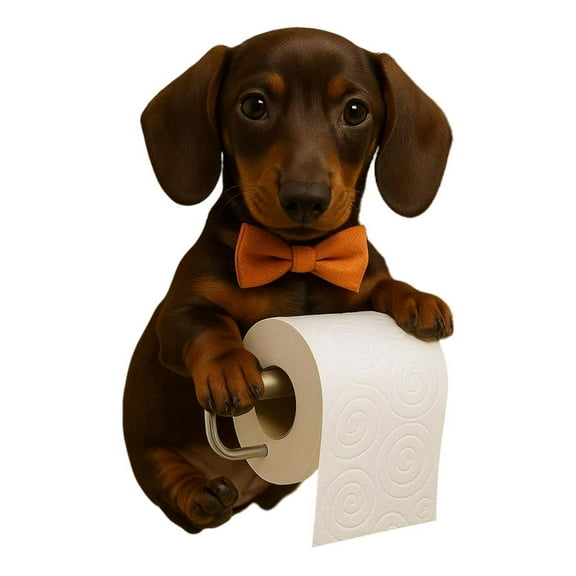 Cute Dog-Shaped Toilet Paper Holder Wall Mount, Durable Resin Bathroom Organizer with Unique Pet Design, Easy to Install & Perfect for Pet Lovers