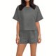 thumbnail image 2 of Conjunto Corto Casual para las Mujeres Manga Corta Bolsillo Pantalones Cortos Pantalones de Señoras Conjunto con Cuello Redondo Top, Ropa Casual de Verano, 2 of 6