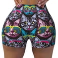 thumbnail image 2 of Logiee Happy Kitten Faces Print Women's Biker Shorts,Workout Gym Shorts,Scrunch Shorts,Tummy Control Hidden Scrunch Running Yoga Shorts-Large, 2 of 8