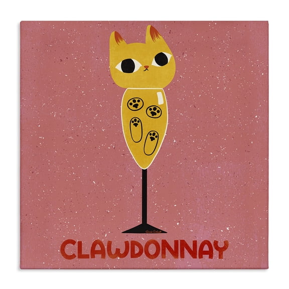 Stupell Industries Clawdonnay Feline Wine Animals Painting Wrapped Canvas Canvas Art Print Wall Art, 17 x 17
