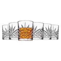 Dublin Crystal Glasses, Set of 12 Double Old Fashioned - 10oz Lead Crystal Whiskey Glasses, Elegant Starburst Etchings, Wedding & Housewarming Gift