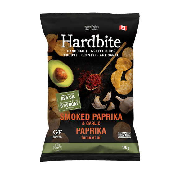 Hardbite Smoked Paprika and Garlic Kettle Cooked Avocado Oil Potato Chips, Hardbite Smoked Paprika and Garlic