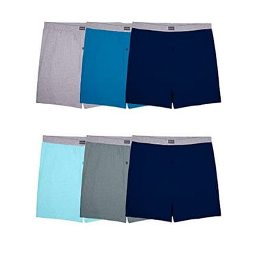 Fruit of the Loom Men's Tag-Free Boxer Shorts (Knit & Woven), Knit-6 Pack-Assorted Colors, Large