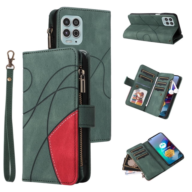 Compatible with Motorola Moto G100 Wallet Case with Card Slots PU Leather Zipper Flip Folio Cover