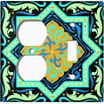 thumbnail image 4 of Metal Light Switch Plate Cover Teal Orange Fancy Tile Pattern TIL002, 4 of 13