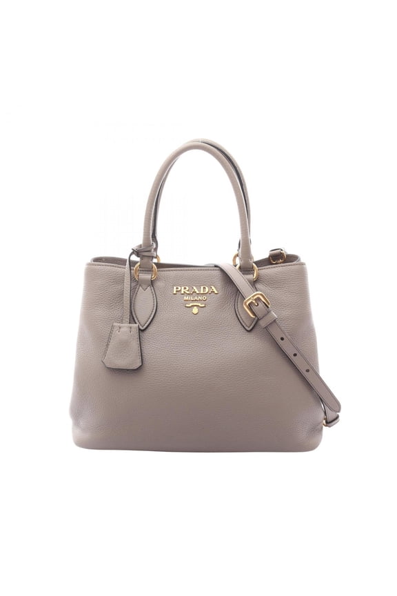 Pre-Owned Prada Vitello Dino handbag, leather, women's, beige