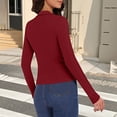 thumbnail image 5 of Stichou Women's Button Down Ruched Blouse Long Sleeve Shirts Slim Fit Aesthetic Spring Summer Tops Red L, 5 of 5