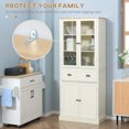 thumbnail image 6 of HOMCOM 72" Freestanding Kitchen Pantry Cabinet, Tall Storage Cabinet with Glass Doors, Drawer and Adjustable Shelves for Dining Room, Cream White, 6 of 9