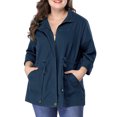 thumbnail image 3 of MODA NOVA Juniors Plus Size Long Sleeve Drawing Waist Fall Jacket 4X Dark Blue, 3 of 8