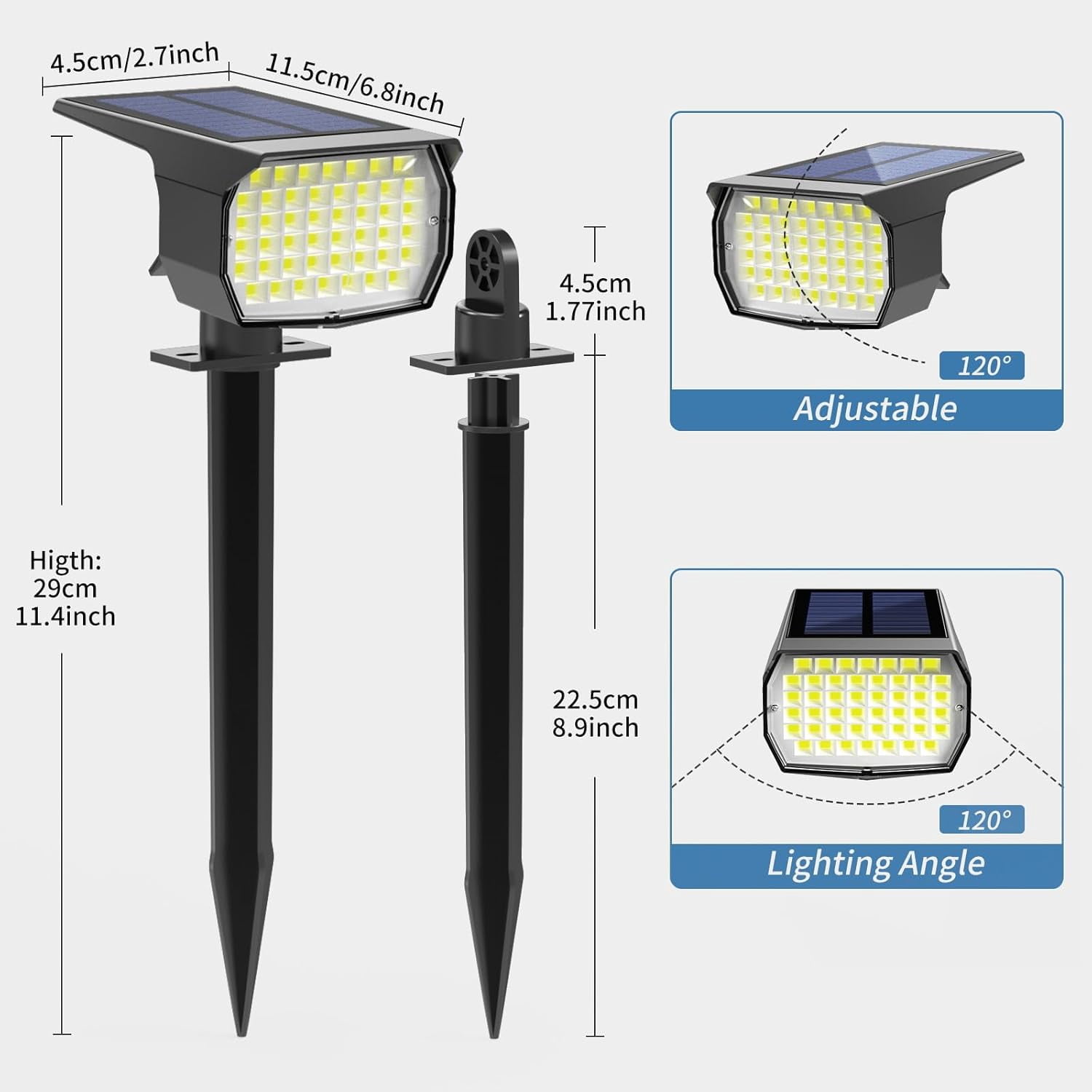 Solar Lights Outdoor, 6 pack 46 LEDs, 3 Modes Auto On/Off, IP65 Waterproof Solar SpotLights for Pathway, Yard, Garden, Walkway - Cool White