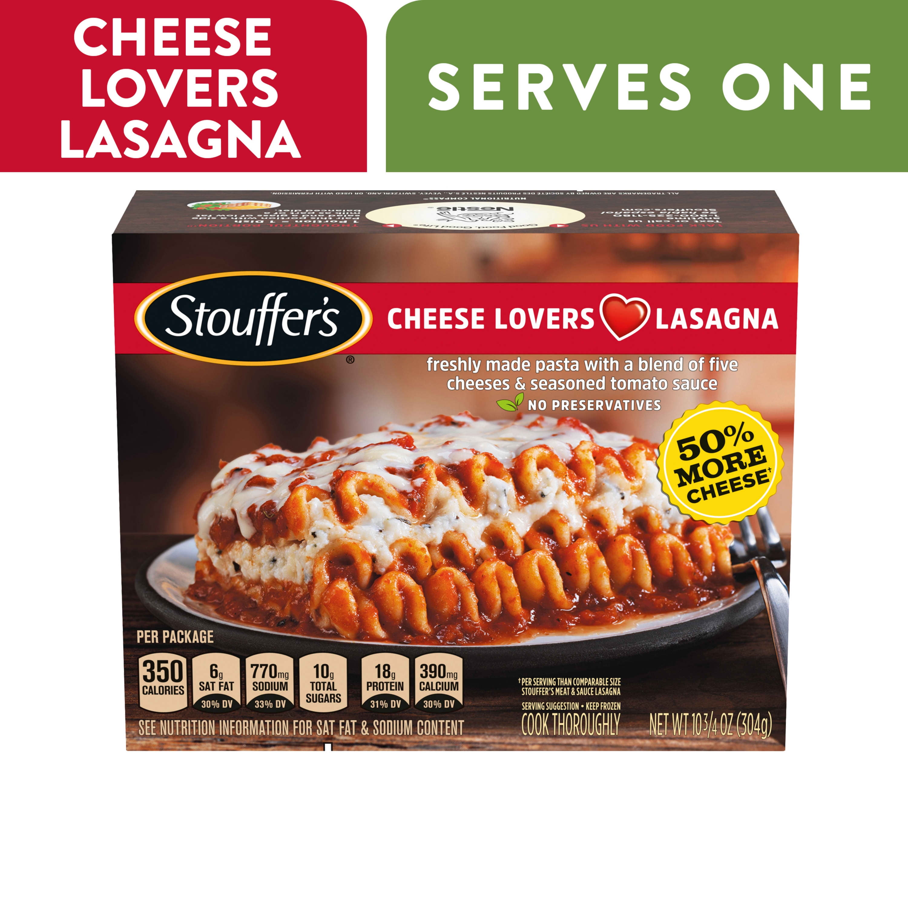 Stouffer's Cheese Lovers Lasagna Frozen Meal 10.75 oz Walmart