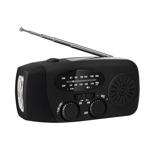 3 luces LED linterna manivela Radio 1200 mAh potencia AM FM Radio negro Tmvgtek Para Estrenar