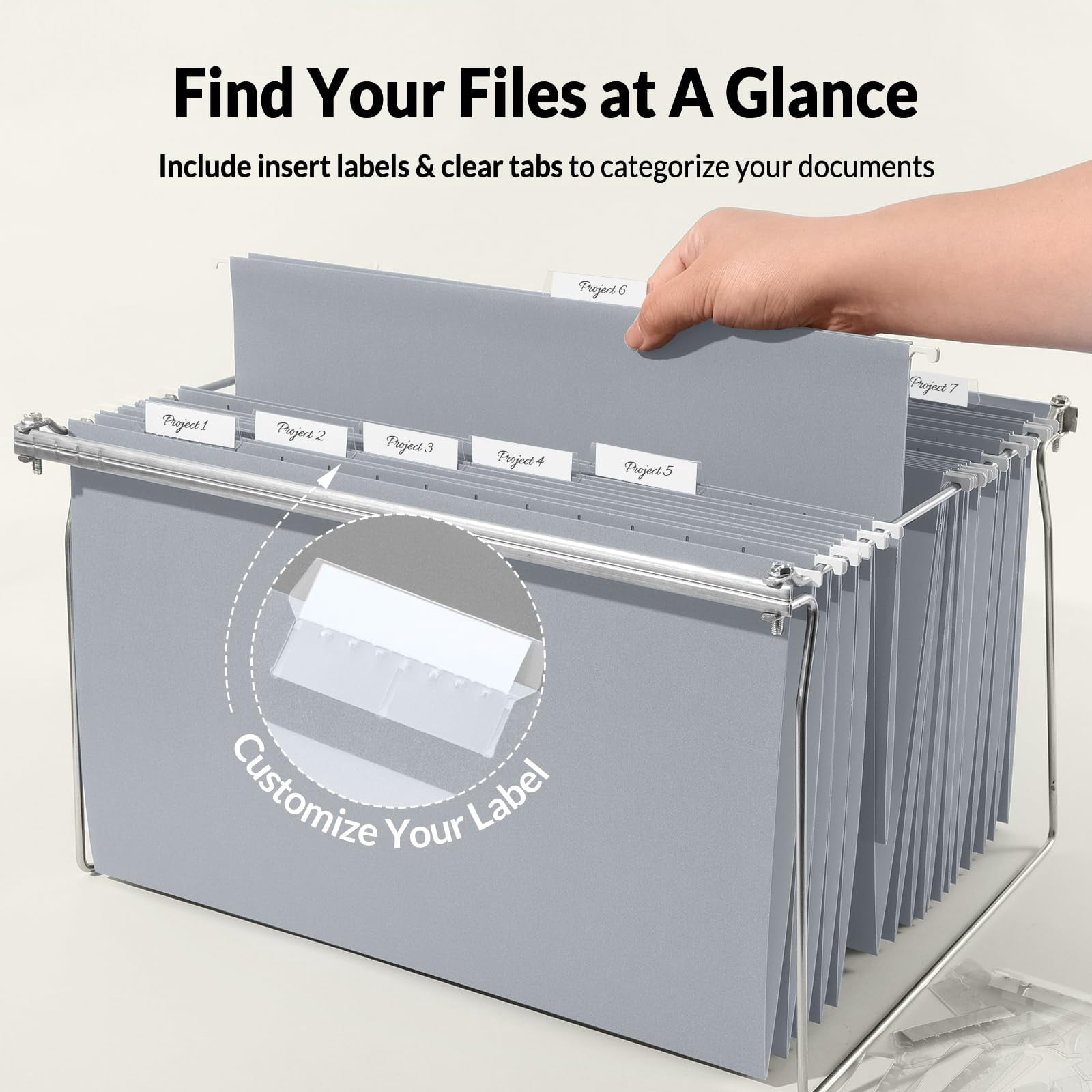 Hanging File Folders Legal Size  Gray 25 Pack 1/5-cut Tabs Stay Organized For Your Home And Office Bulk Documents